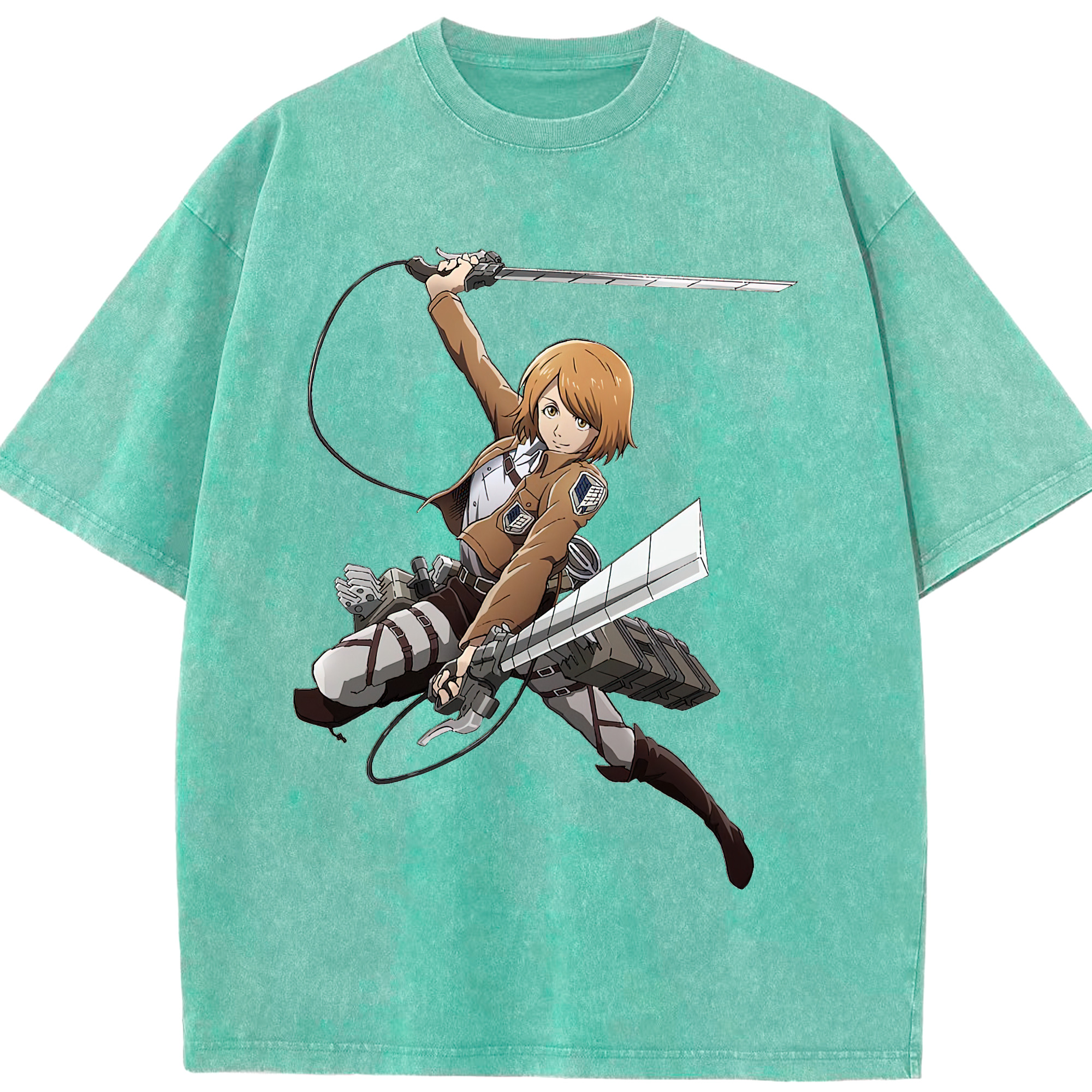 （画像用） 進撃の巨人 ペトラ·ラル Attack on Titan Petra Rall 綿100% ヴィンテージ風 半袖Tシャツ（フロントプリント）